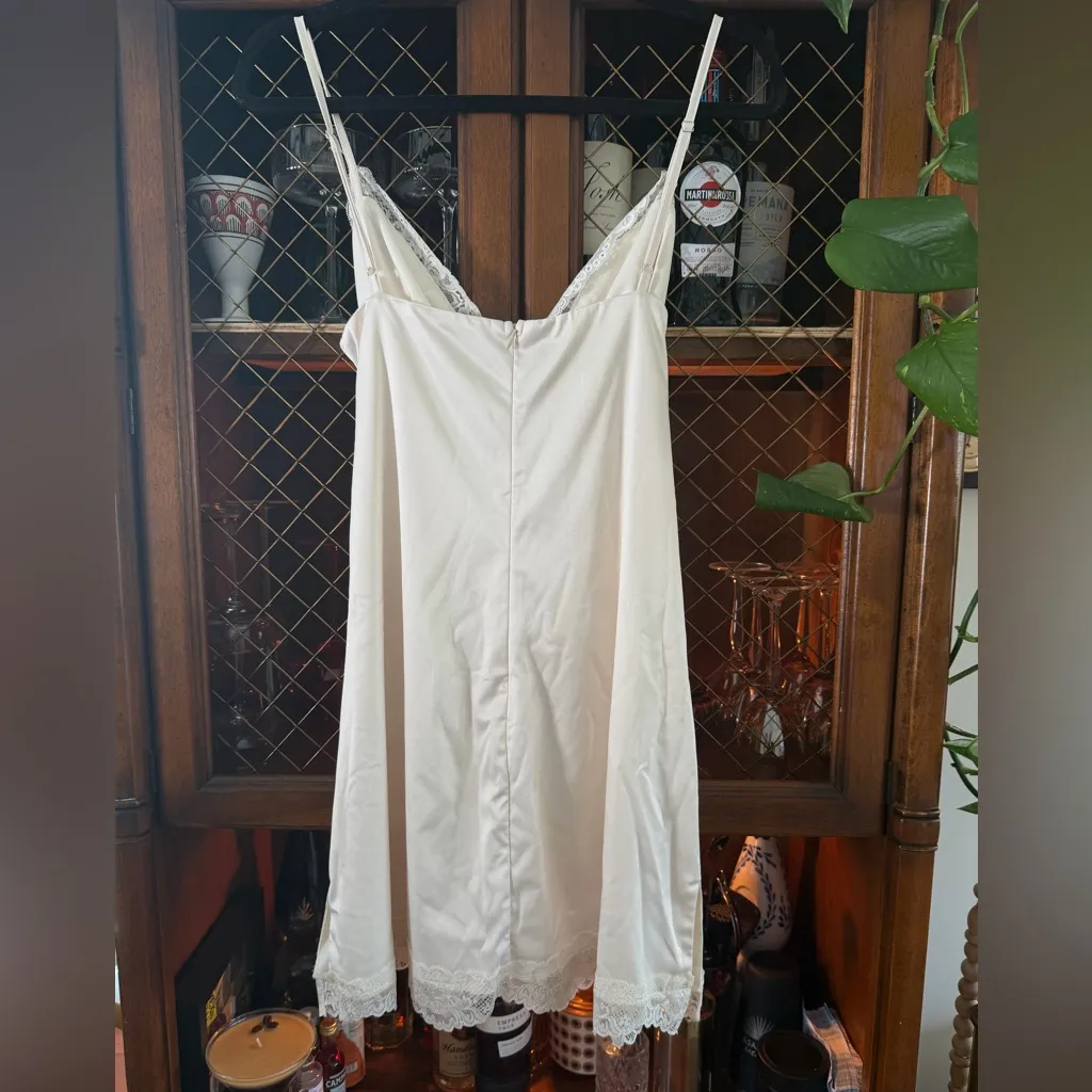 Vintage White Lace Slip Dress Size L - Image 2