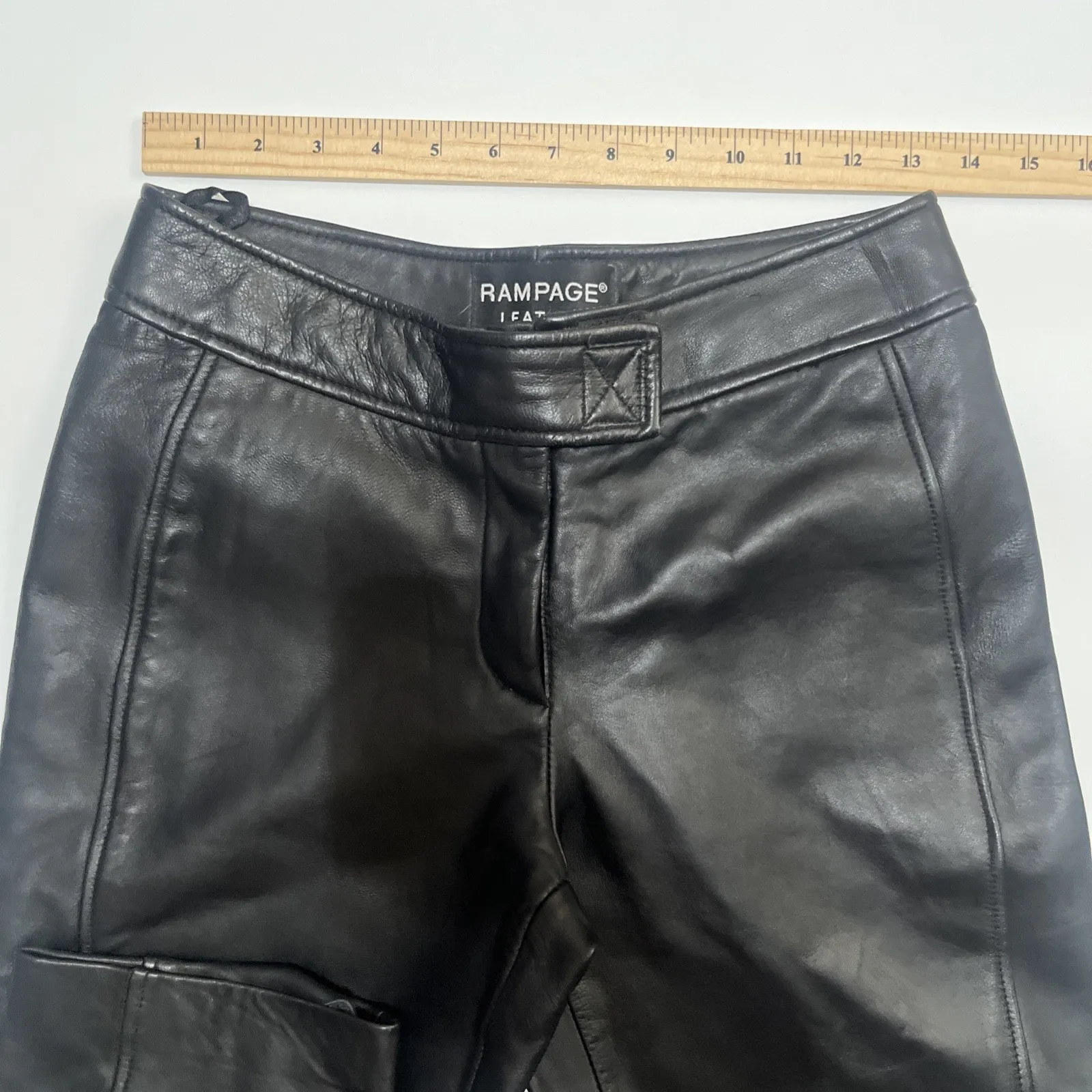 Vintage Y2K Rampage 27 In Waist Leather Black Straight Pants - Image 8