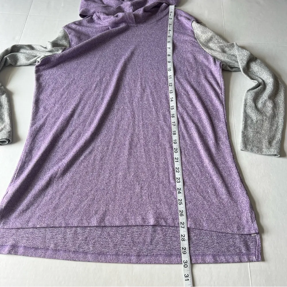 Bobbie Brooks long sleeve hoodie pullover purple gray color block medium - Image 10