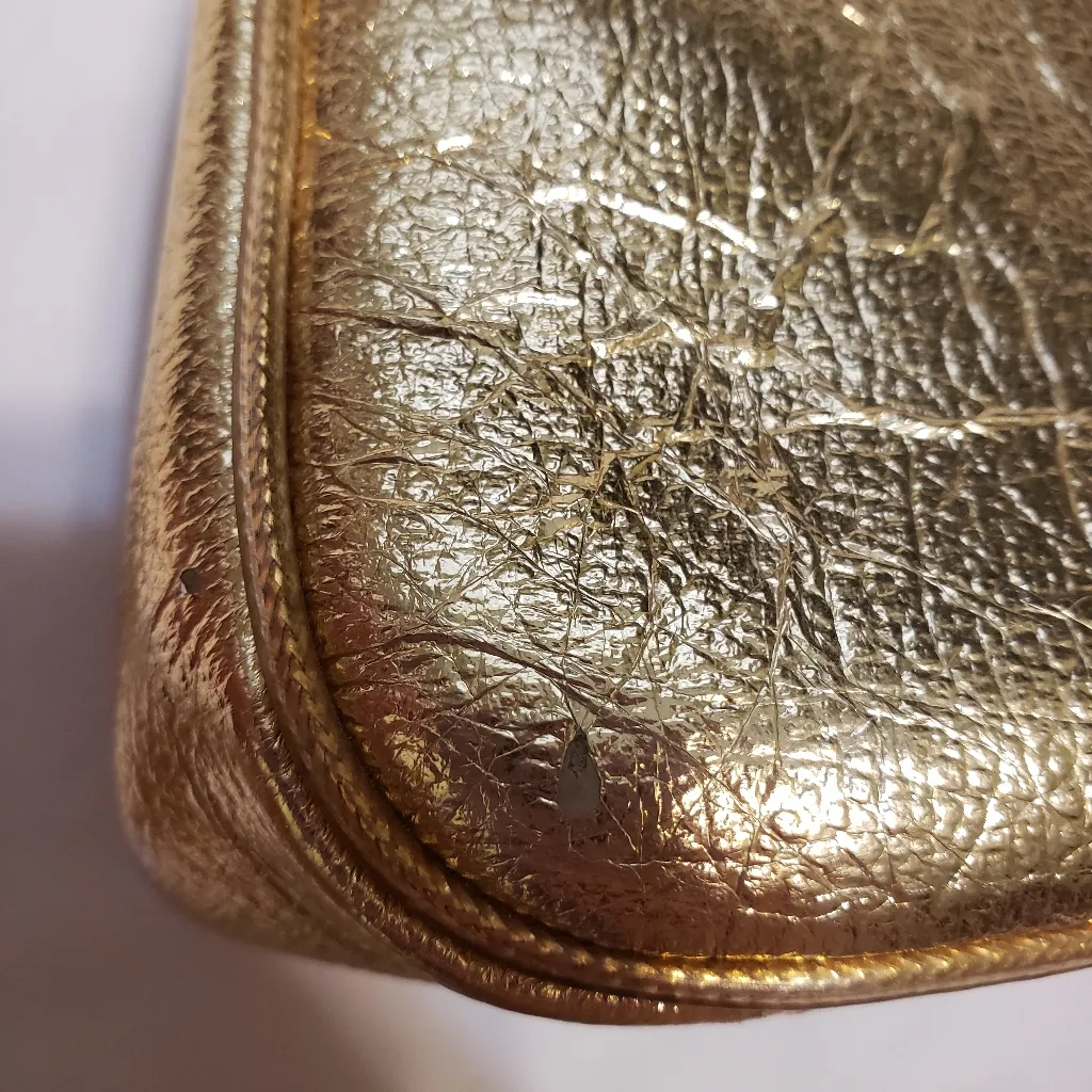 Vintage rare JR Florida gold glam handbag with gold metal handle - Image 12