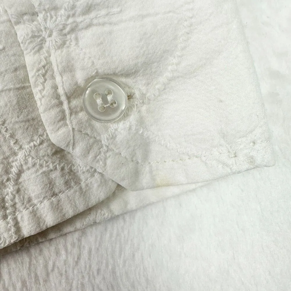 Finley Fishing Shirt White Eyelet Size Small Embroidered Cotton Vented Roll Tab - Image 8