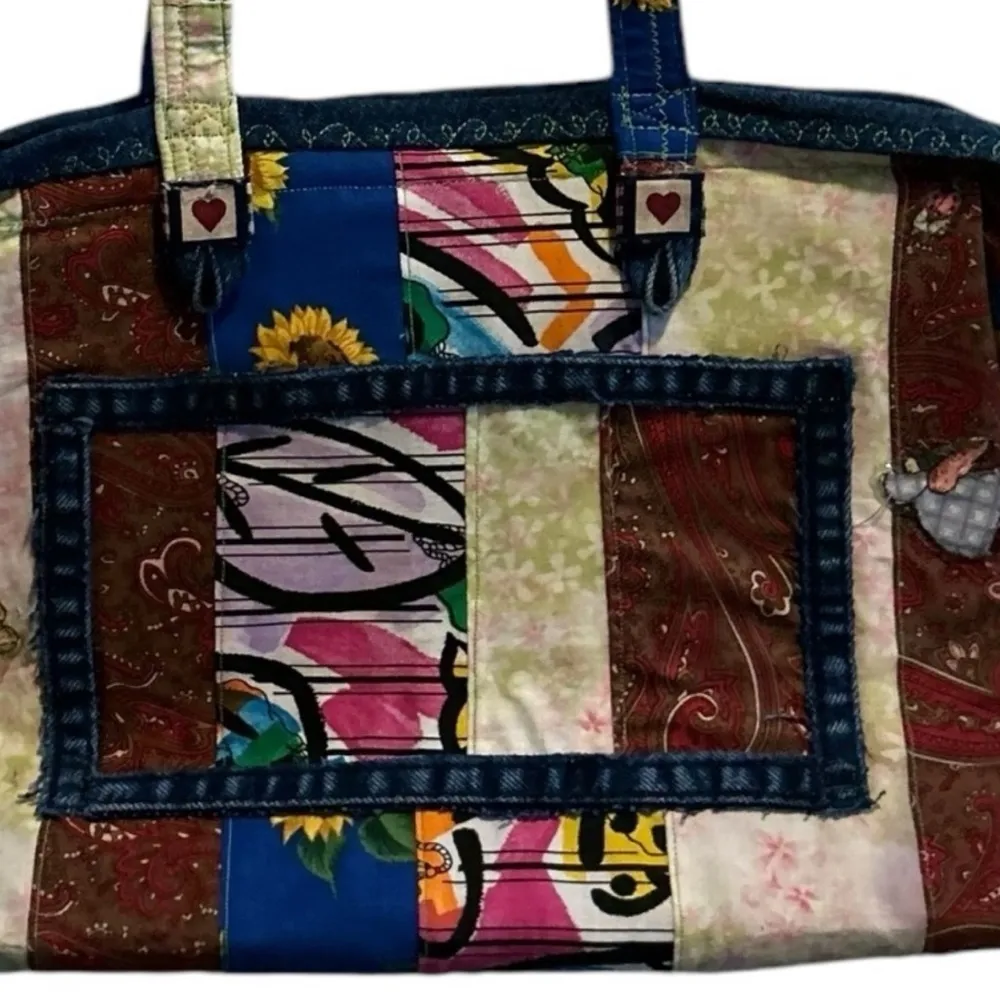 Women's Multicolor Patchwork Canvas Shoulder Bag‎ Tote Purse Casual - Image 2