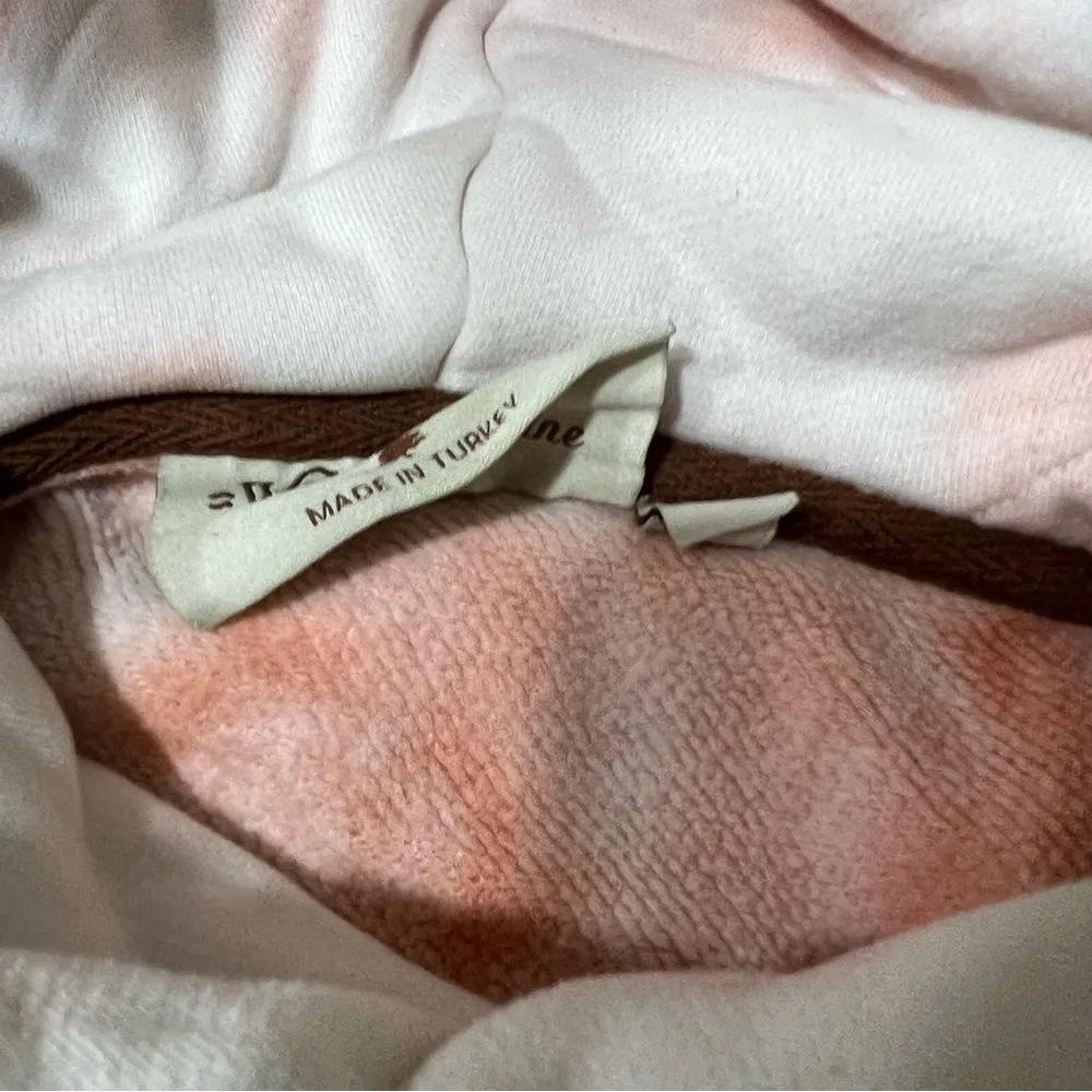 Wanakome Artemis Tie Dye Pink and White Cowl Neck hoodie Sweatshirt medium - Image 7