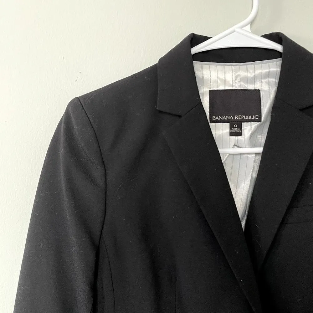 Banana Republic black business formal blazer suit top wool women size 0 - Image 2
