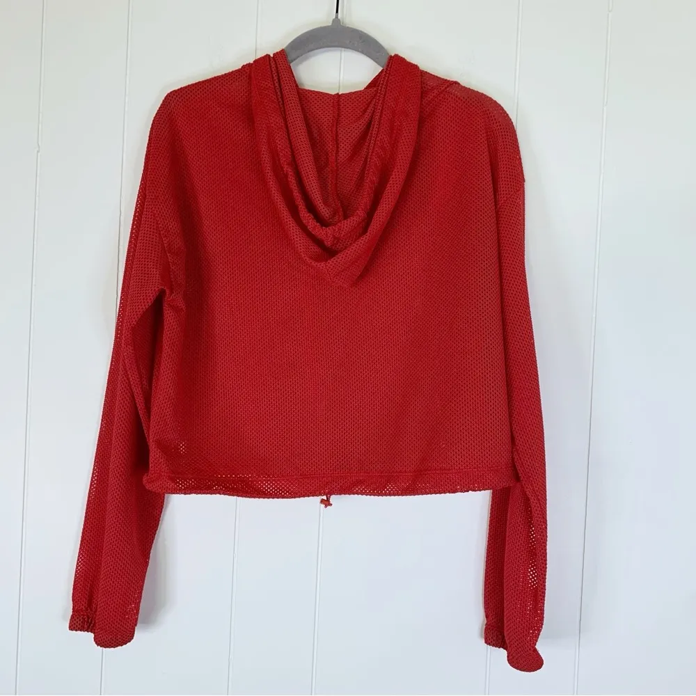 Forever 21  Red Mesh Cropped Hoodie S - Image 2