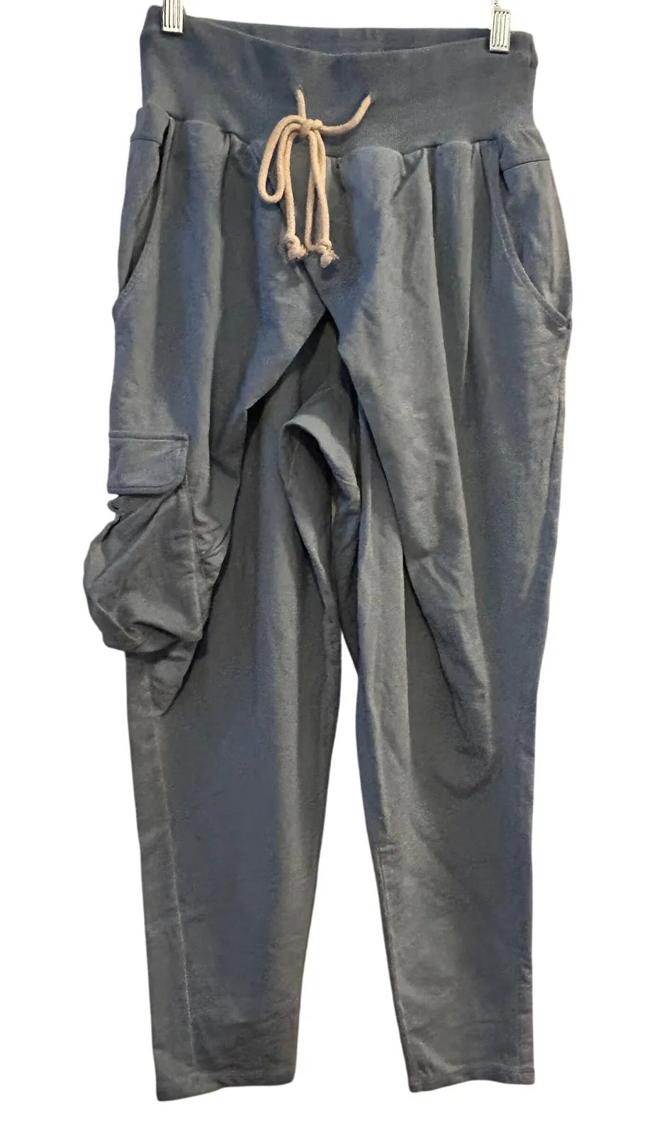 Peace Love World Cargo Joggers Pants Blue XXS Cotton Blend Lounge Athleisure - Image 1