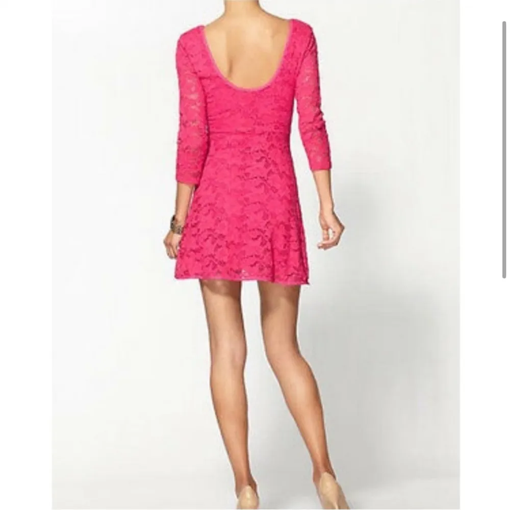 Free People Hot Pink Secret Garden Lace Skater Mini Dress Small NEW - Image 2