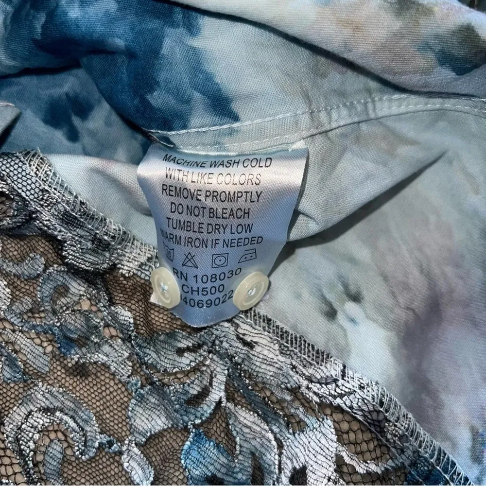 Heyne Bogut Tie Dye Lace Back Button Up Small Blue - Image 5