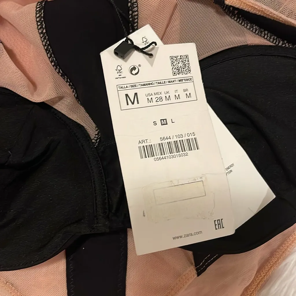 ZARA black and nude bodysuit size M NWT #2 - Image 6