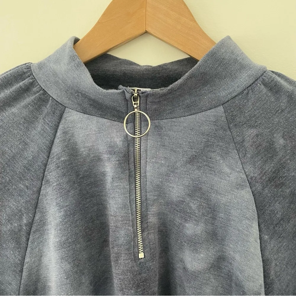 Abound Women's Tie Dye Half Zip Long Sleeve Cropped Sweatshirts Blue Size L, NWT - Image 6