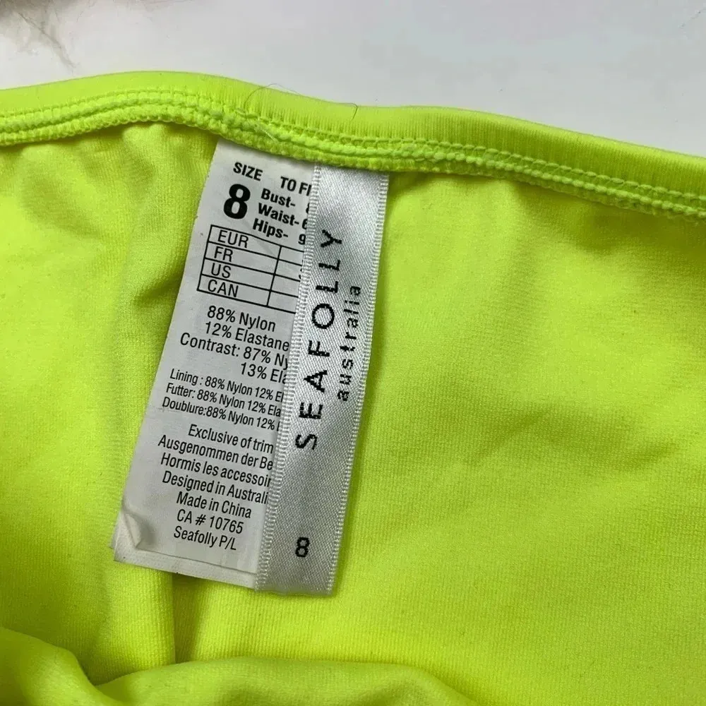 Seafolly Australia Bikini Bottom Neon Yellow 4 Chevron Swim Swimsuit - Image 6