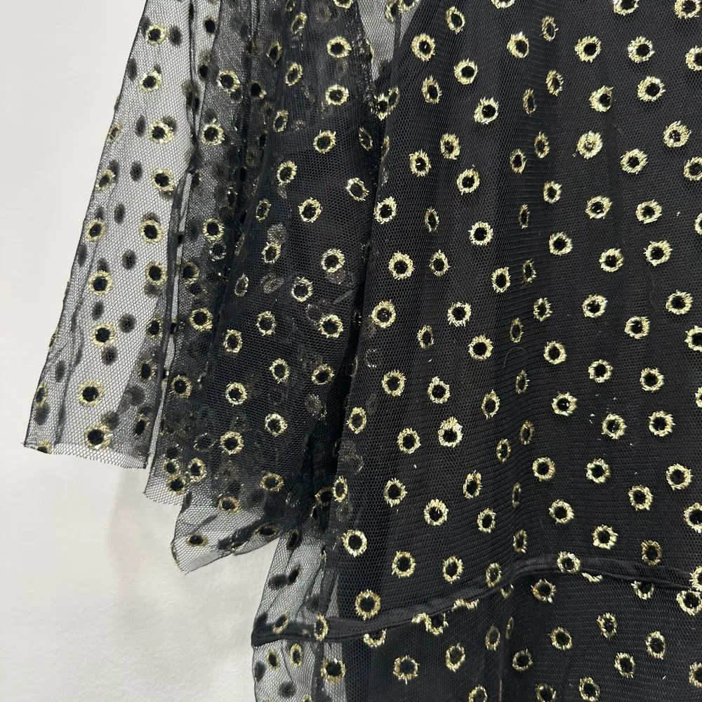 Modcloth Shimmer Swish Midi Dress Large Black Gold Sparkly Sheer‎ Short Sleeve - Image 9