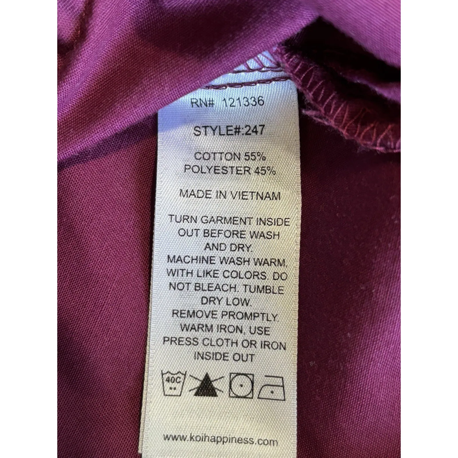 Koi Burgundy Scrub Top Short Sleeve V Neck Pockets Size Medium‎ Medical Red - Image 6