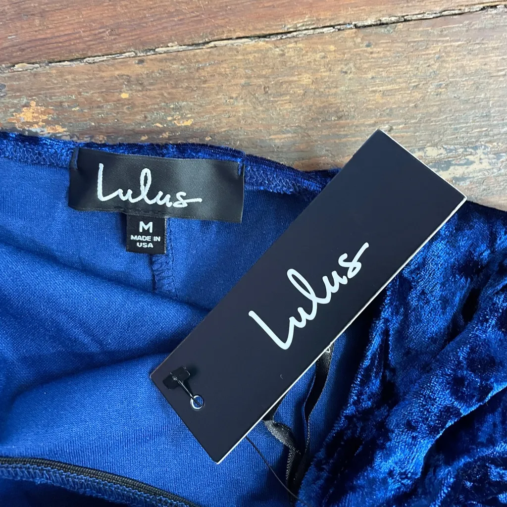 NWT Lulus Solo Album Blue Velvet Open Cross Back Mini Skater Dress - Sz M 💚🎀 - Image 12