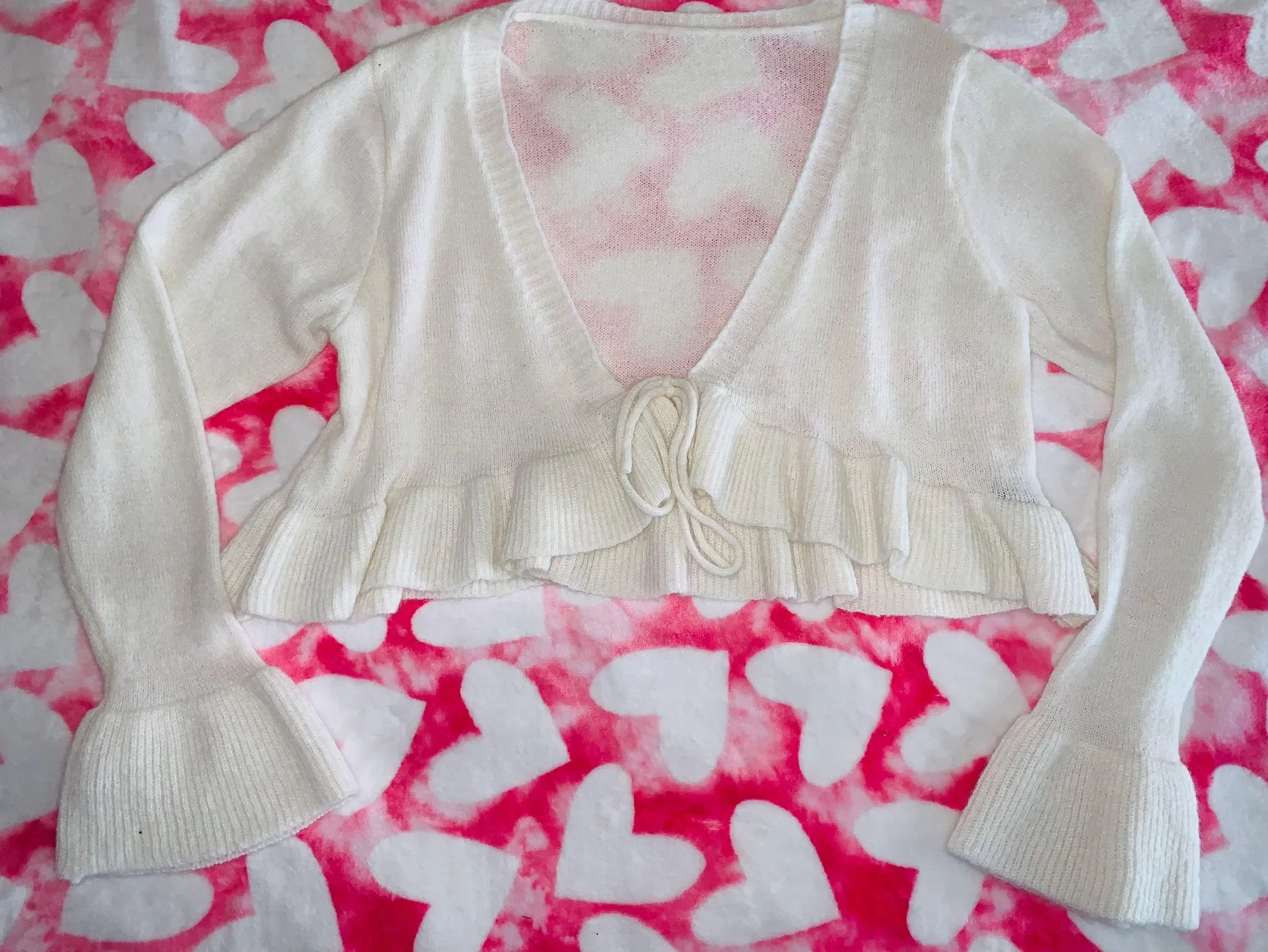 Cozy White Cardigan Size L - Image 2