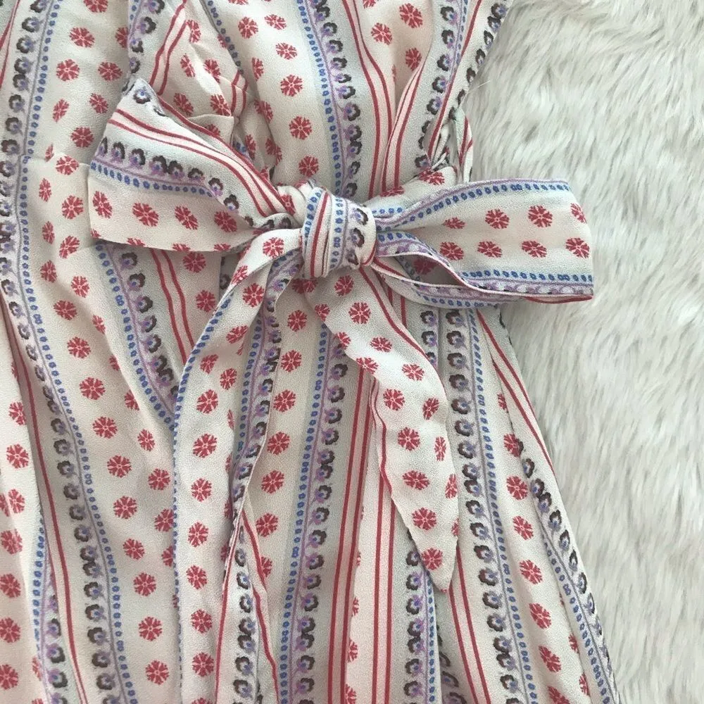 JETSET DIARIES Mini Wrap Dress Floral Print Spaghetti Strap‎ Cream Medium New - Image 8