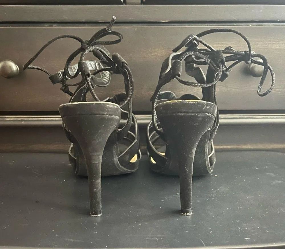 Strappy Black Heels Size 6 - Image 2