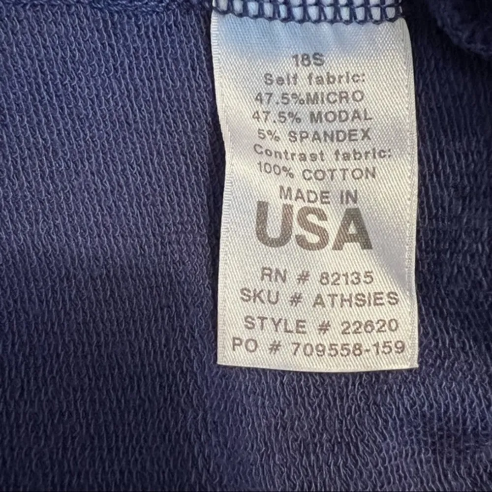 Fresh Produce Sweatshirt Blue Hooded Short Sleeve Terry Cloth Dolman Sleeve M - Image 12