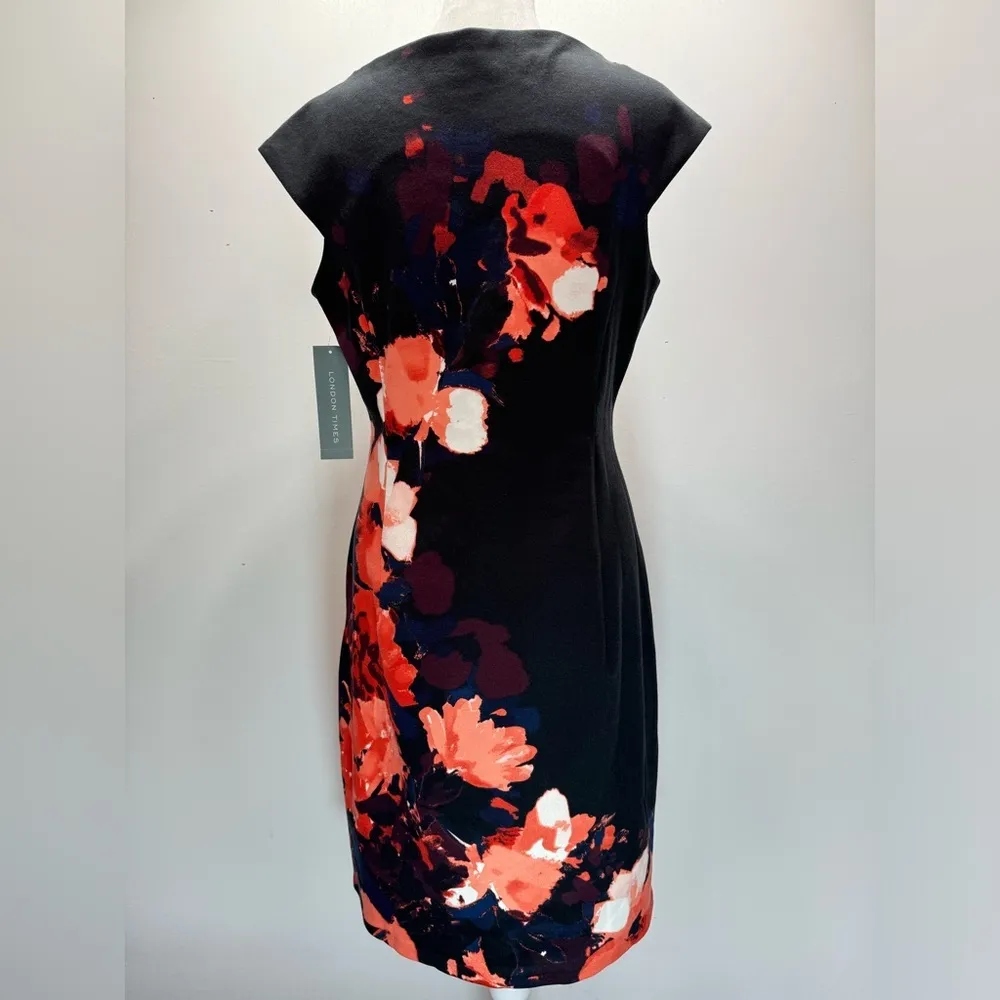 London Times ModCloth Thick Knit Floral Cap Sleeve Midi Shift Dress Size 10 NEW - Image 7