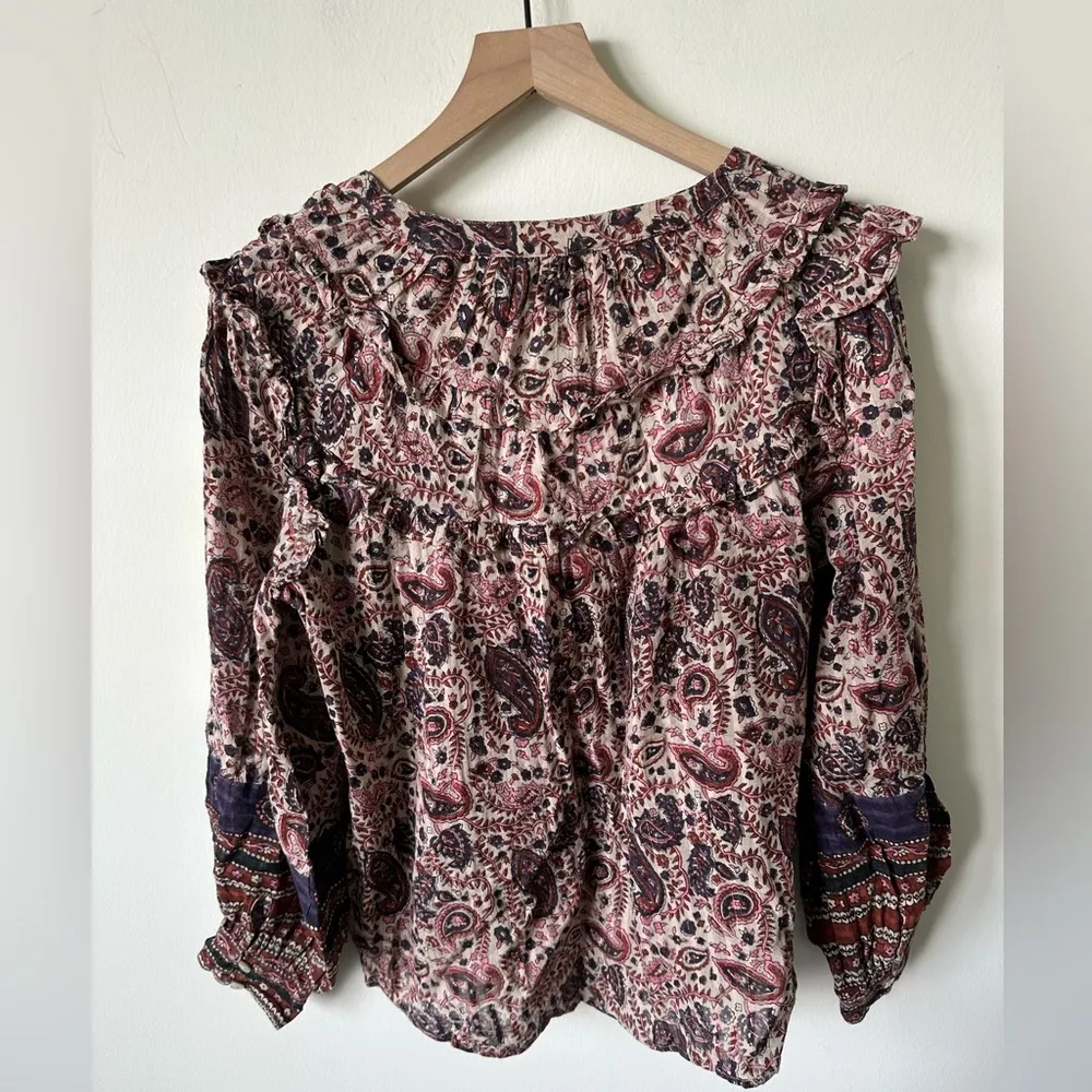 Cleobella Samara Puff Sleeve Button Up Blouse Small - Image 6