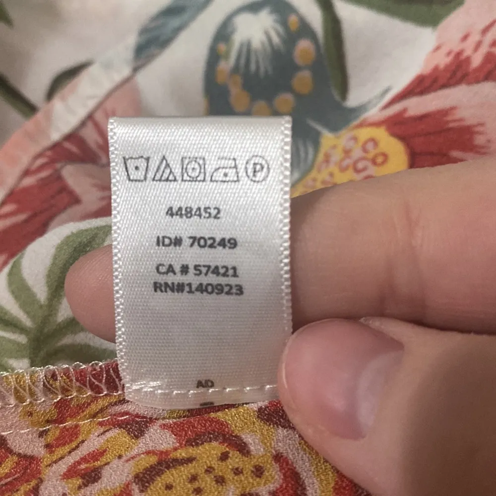 Loft floral high smocked neckline ruffled peplum blouse with front tie size S - Image 12