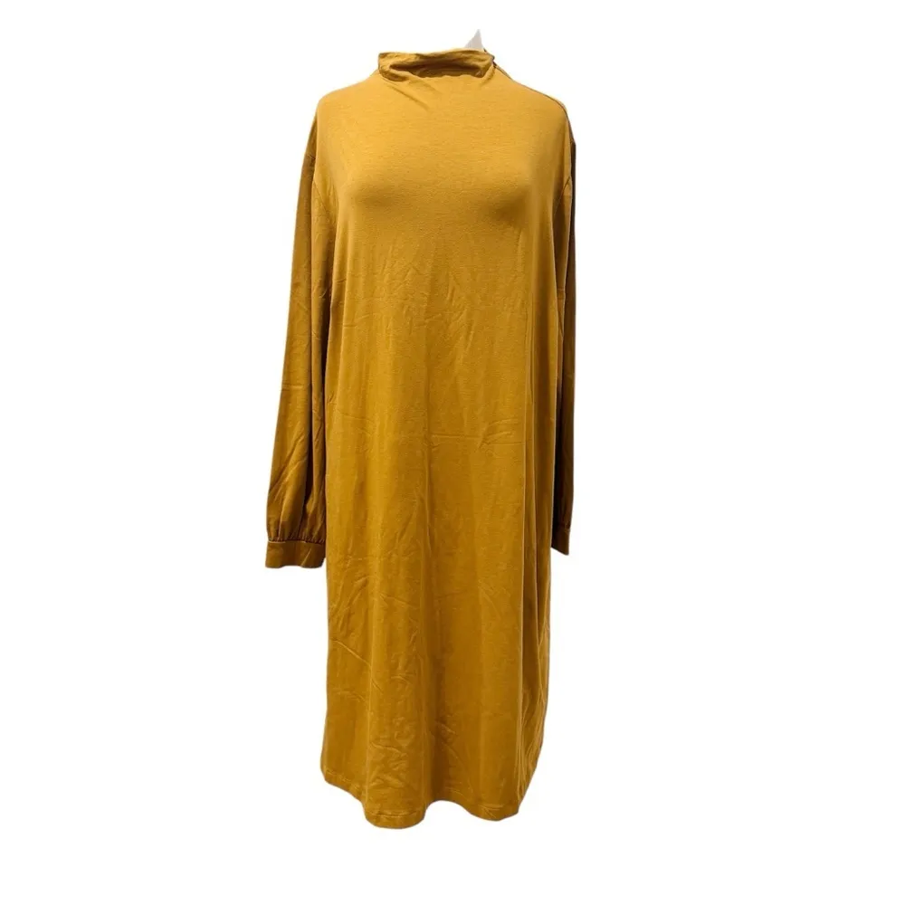Gudrun Sjoden mustard mock neck tube long sleeves dress with pockets EUC Orange Size XXL - Image 2