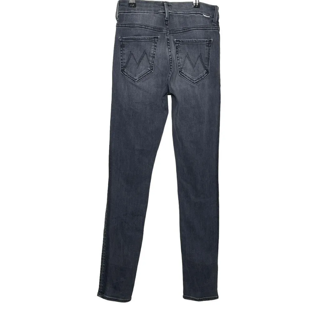 MOTHER Looker Skinny Jeans Miss Moody Women’s Size 24 High Waist Racer Stripe Black - Image 3