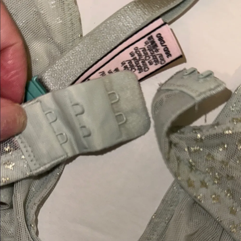 Victorias Secret Sexy Tee Lace Unlined Demi Bra Mint Green Foil Stars size 36D - Image 16