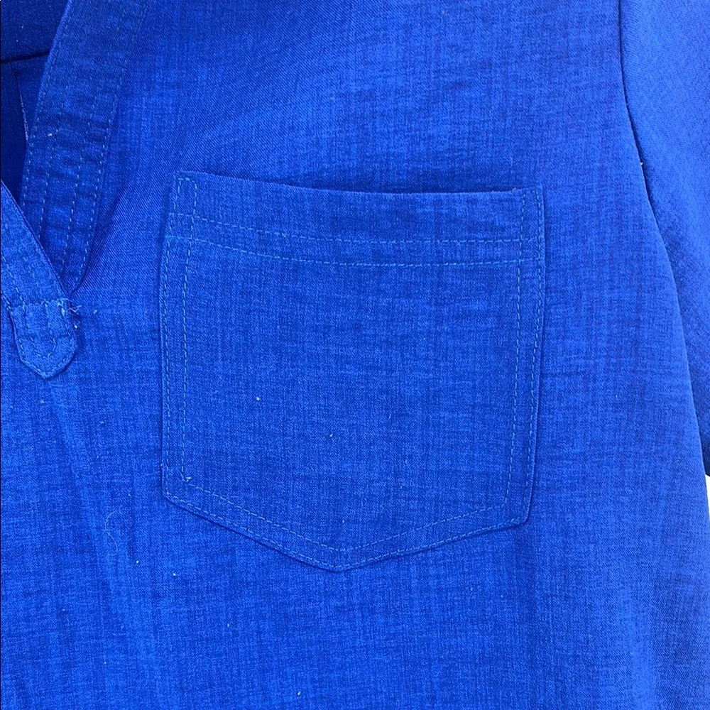 Umgee Women's Mini shirt Dress tunic linen blend Vibrant Blue S summer casual - Image 7