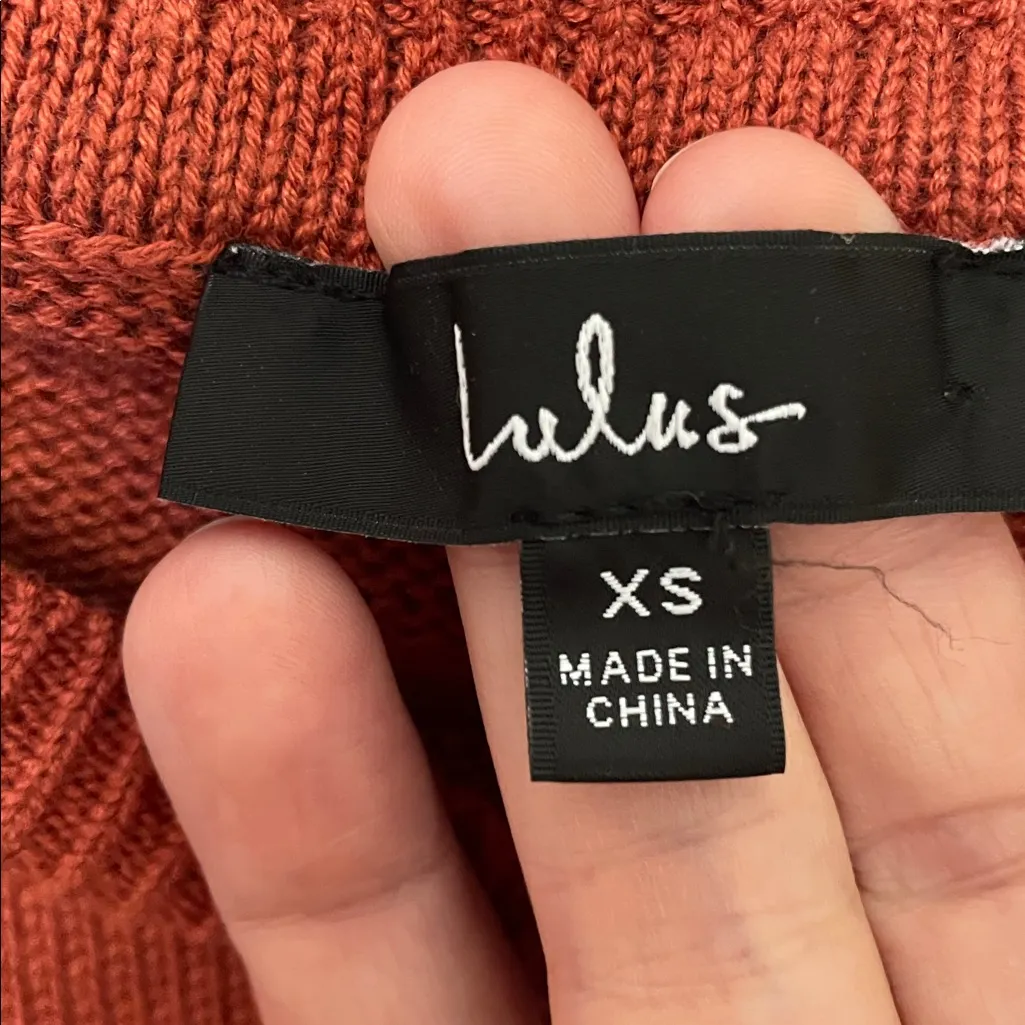 Lulu’s Pointelle Me More Rustic Orange Sweater XS - Image 4
