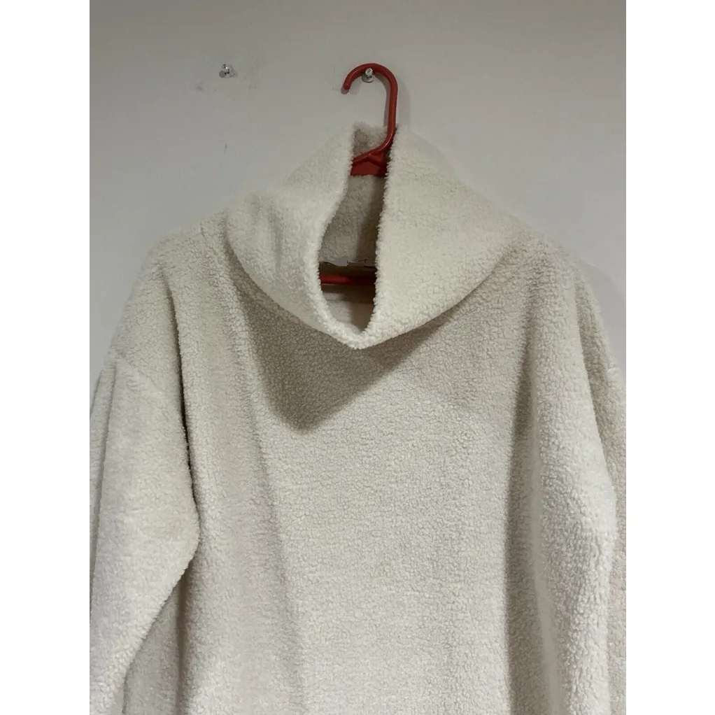 Woman’s Loft Ivory Teddy Bear Cowl Pullover Sherpa Sweater Medium - Image 3