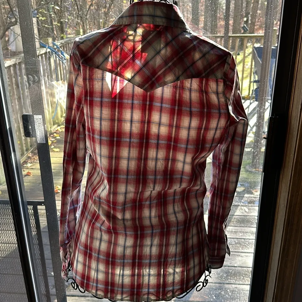 This Roper Vintage Dobby Plaid Western​ Red - Image 6