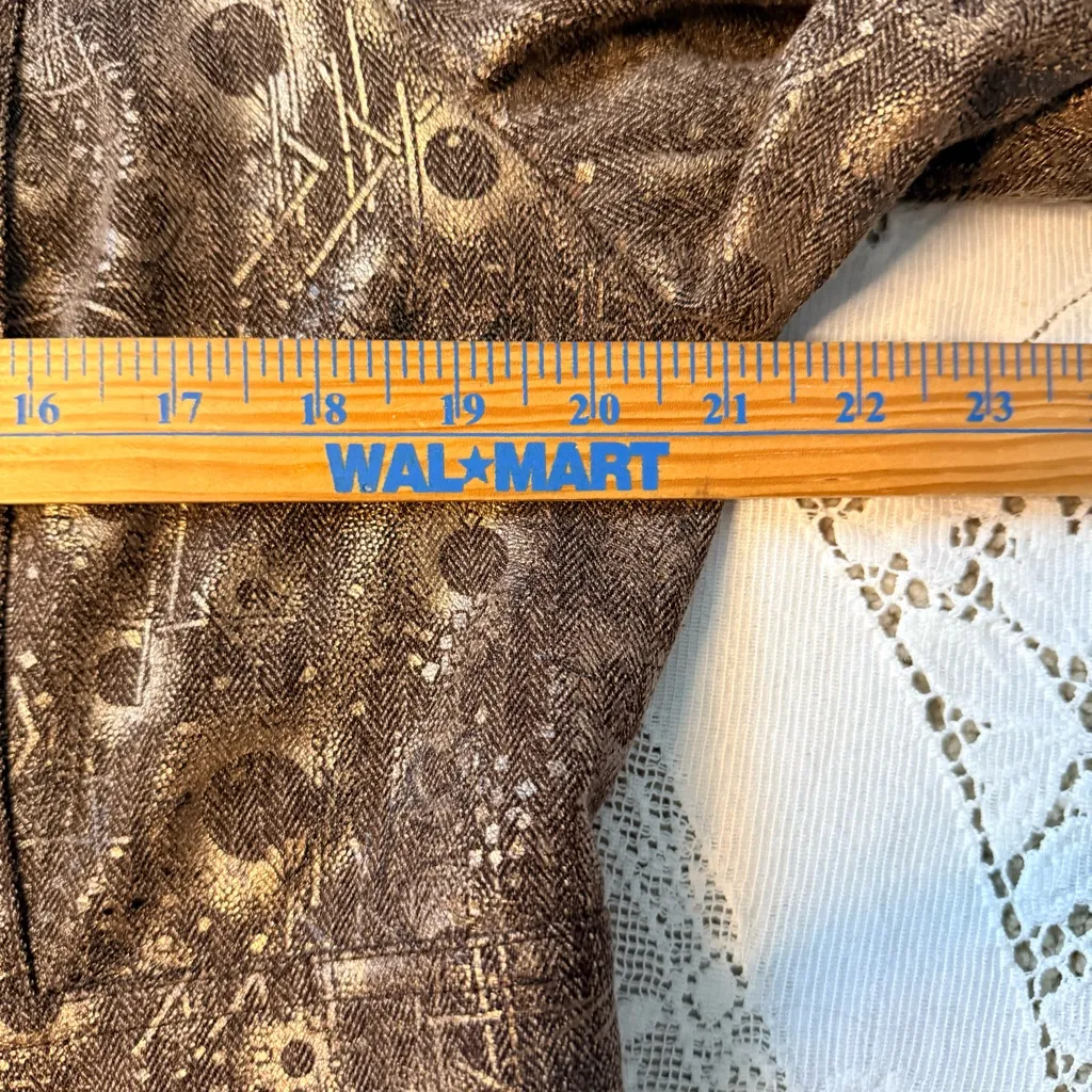 Coldwater Creek Metallic Gold & Bronze Abstract Print Jacket Blazer Size 14 - Image 15