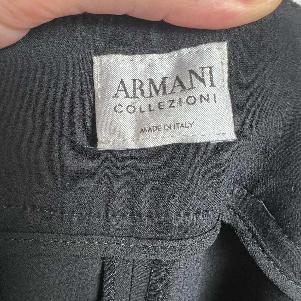 Armani Collezioni Solid Black Wide Leg Trouser Pants Women's Size 2 - Image 5