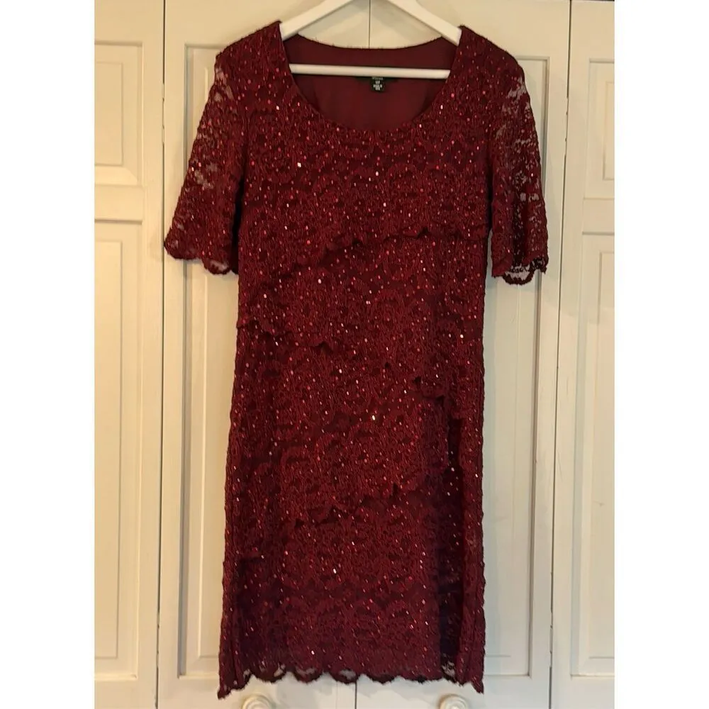 R&M Richard’s red sequin tiered sheath dress 12p special occasion - Image 3