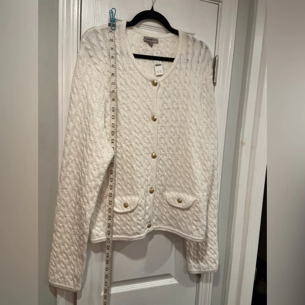 NWT J. Crew Size XL Odette Cable Knit Sweater Lady Jacket Gold Buttons Soft Cozy - Image 6