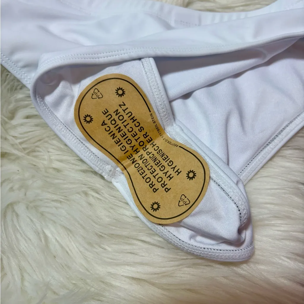 BE WICKED White Sleeveless Deep U Back High Waist Bikini Set Size XS - Image 8