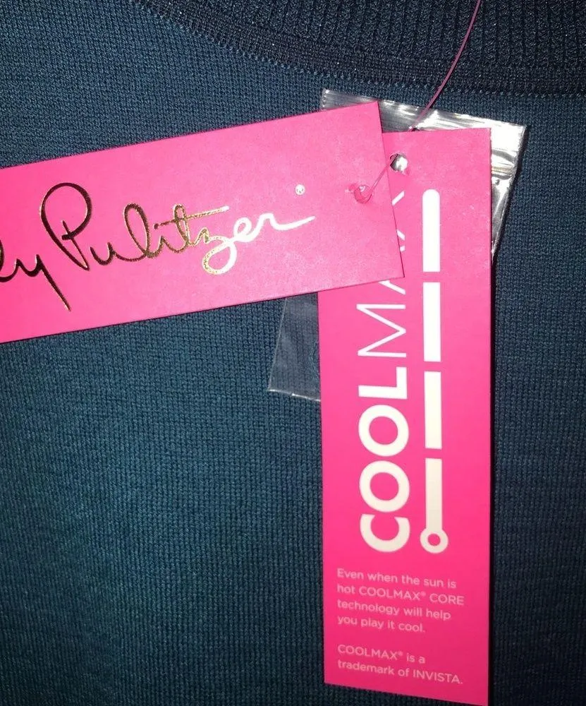 Lilly Pulitzer Cobo Sweater Inky Tidal/Teal Sz S NWT Metallic Sparkle Oversized - Image 9