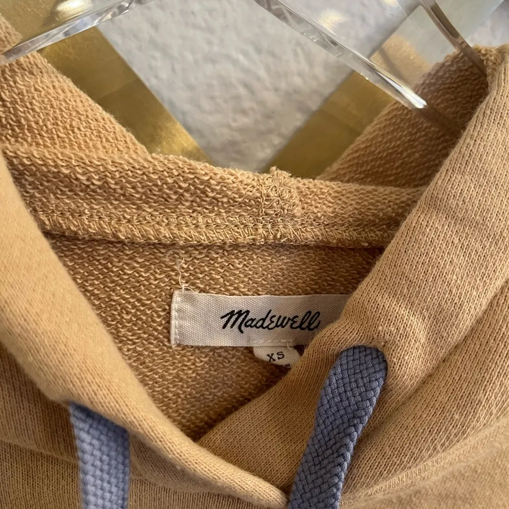 Madewell Dip Dye Drawstring Hoodie Camel XS - Image 7