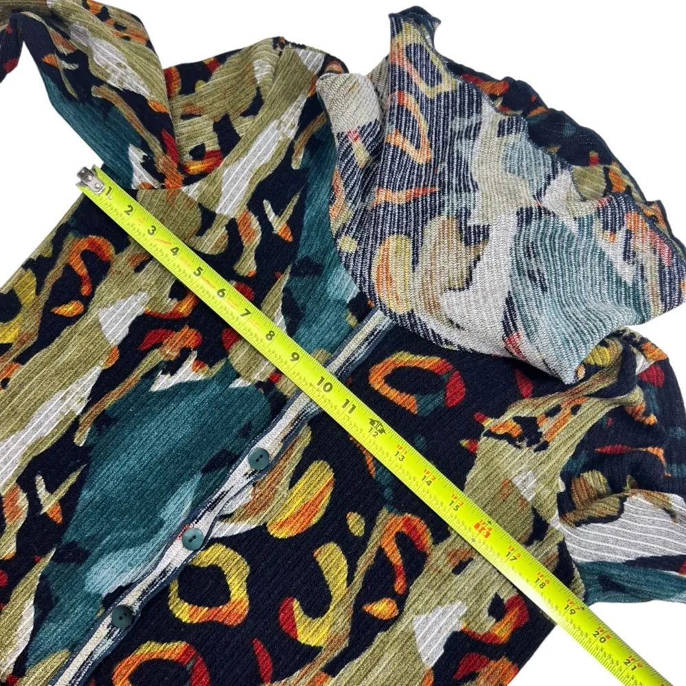 Pure Essence Art To Wear Abstract Lagenlook Cowl Neck Long Sleeve Tunic Top Blue Size M - Image 7