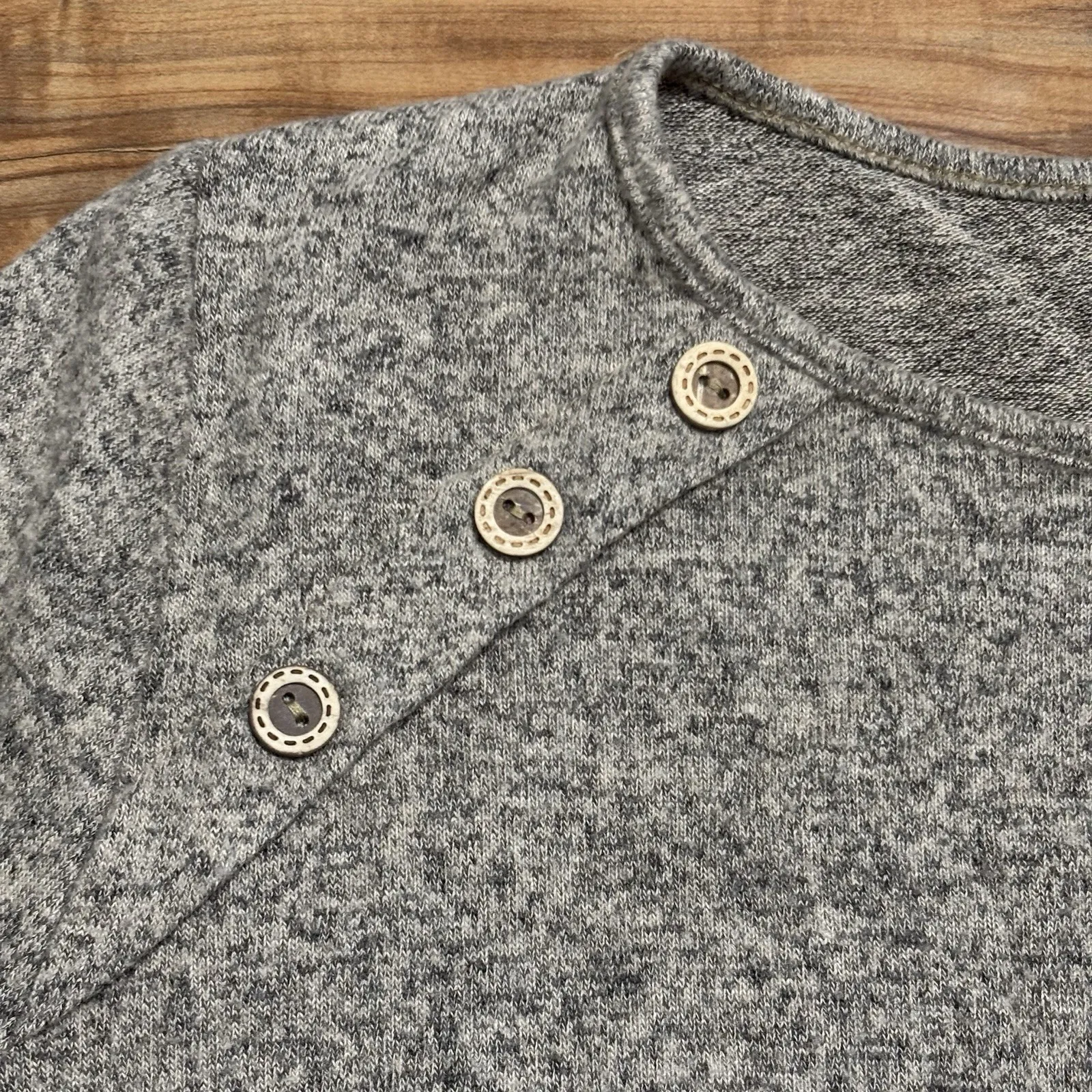 Pink Clover Luna Patch Knit Top Gray/Brown Women's XXL Light Sweater Buttons - Image 2