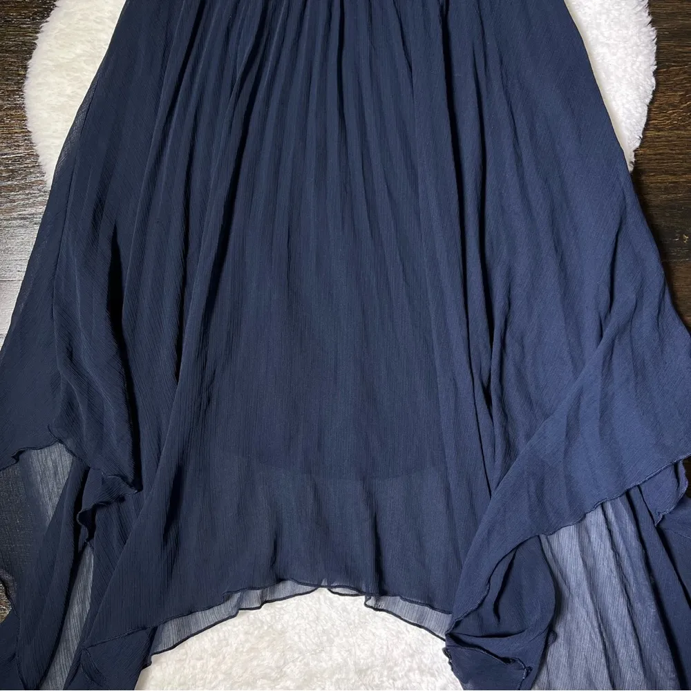 Abercrombie & Fitch Navy Pleated Asymmetrical Hem Skirt - Image 3