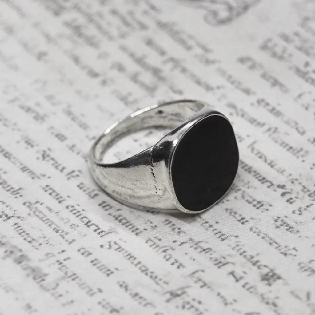 Black Signet Ring Silver - Image 2