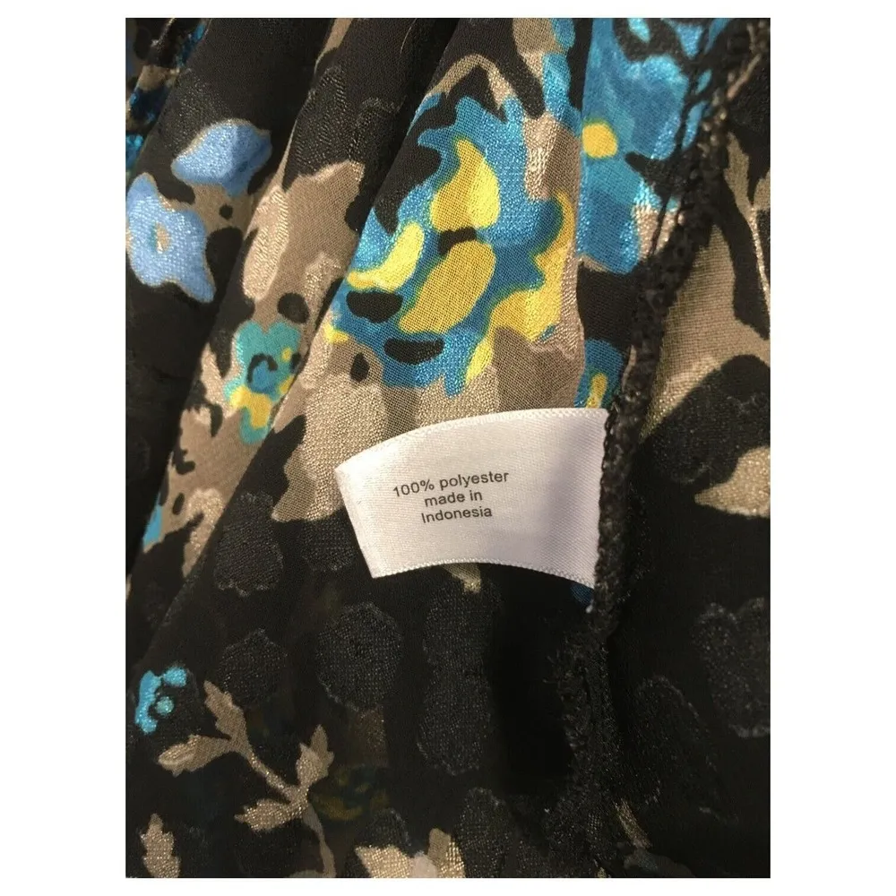 Lane Bryant Top Womens 26 Floral Sheer Short Ruffle Sleeve Boho Textured Black - Image 9