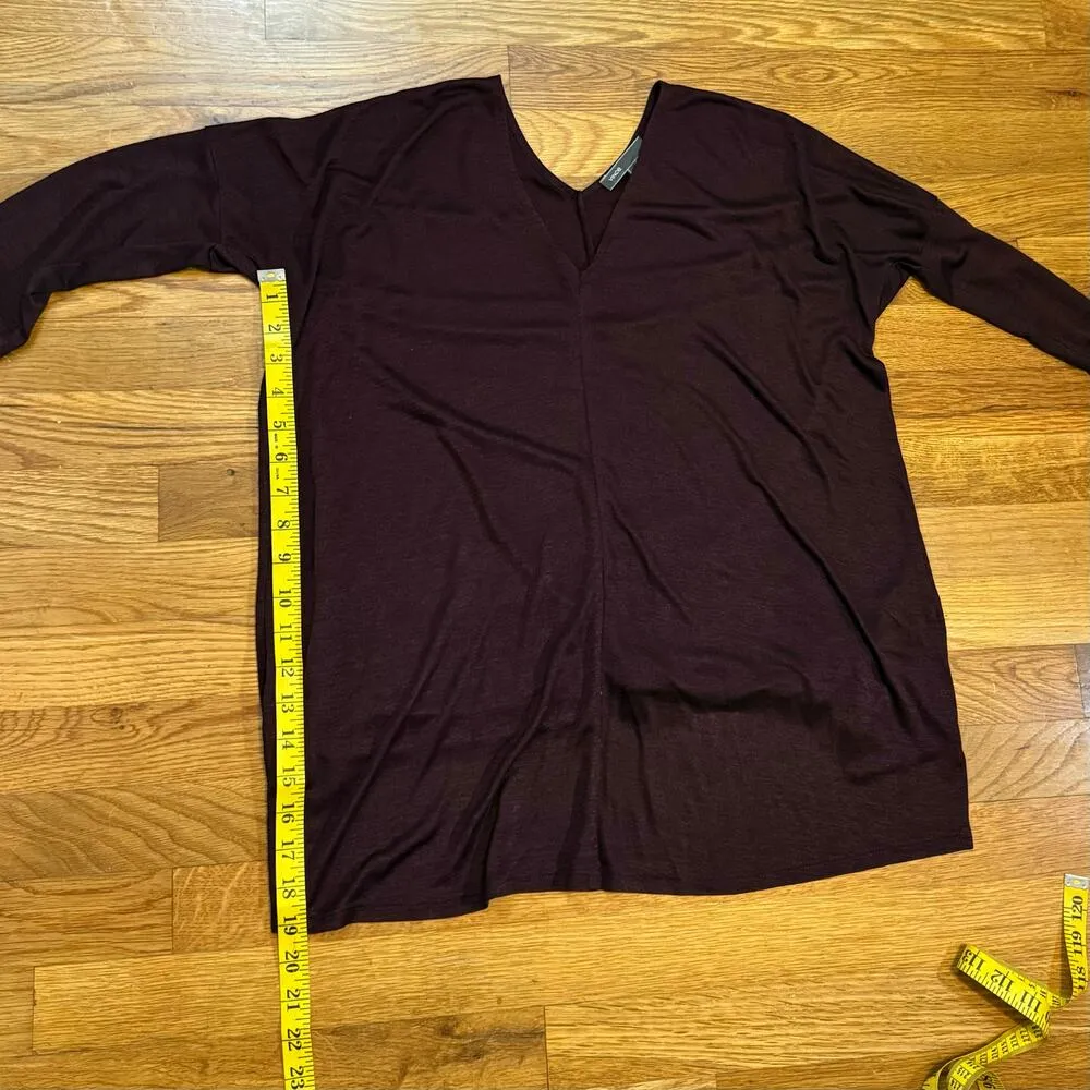 Vince Women’s Small Burgundy Wine V-neck Long Sleeve Light Shirt Top Blouse - Image 4