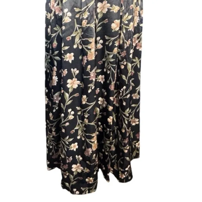 Vintage 90s All That Jazz Floral Maxi Dress Open Cross Back Black Dark Romance - Image 7