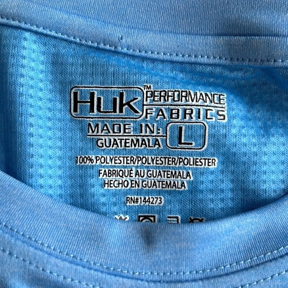 Huk Womens Outdoor ICE Blue Performace Fishing Short Sleeve Tee Shirt Top Size L Size L - Image 4