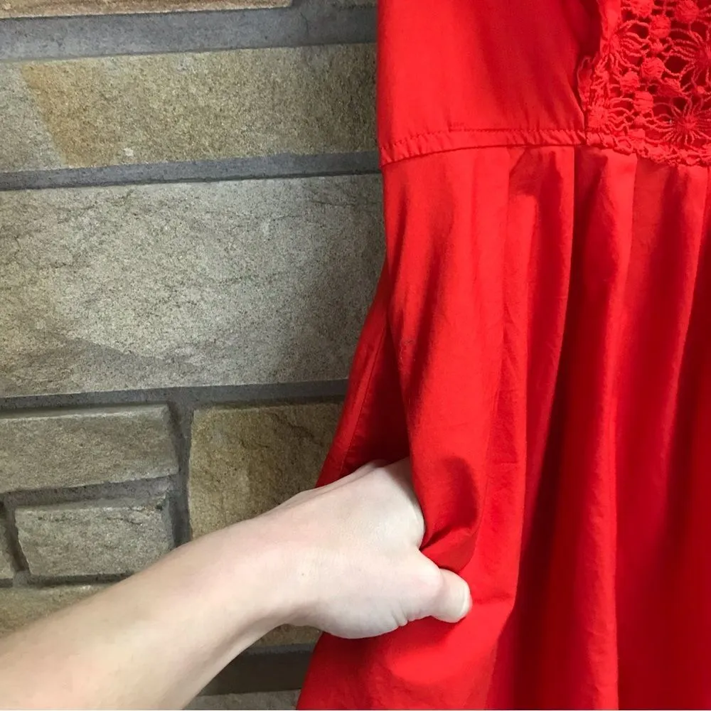 Free People Half Moon Ruffle Mini Dress Fit Flare Red Orange Small Valentines - Image 8