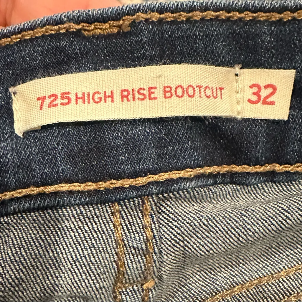 Levi's 725 HIGH RISE BOOTCUT Blue Denim Flare Wide Leg Jeans Pants 32 - Image 8
