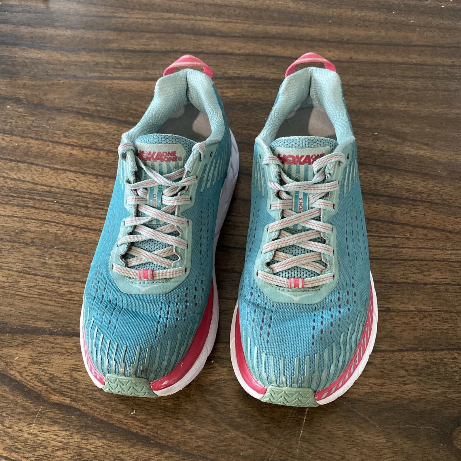 Hoka One One W CLIFTON 5 Athletic Running Shoes Teal Green Size 8.5 - Image 2